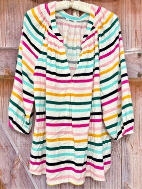 crown & ivy Multi-Color Striped V-Neck Tunic